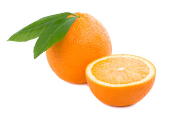 orange with leaves full and a half