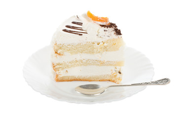 piece of biscuit cake with spoon
