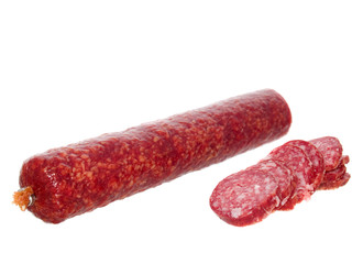 salami sausage isolated on the white background