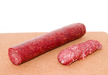 salami sausage isolated on the white background