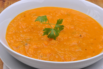 organic and healthy butternut squash creme soup