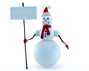 Snowman which banner on white back