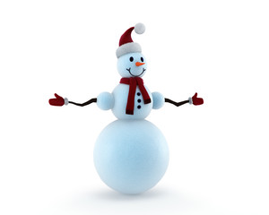 Isolated happy snowman