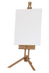 Wooden easel with blank canvas