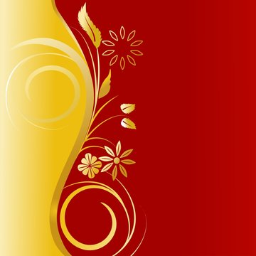 Golden red floral background