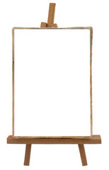 Artist's easel with blank white canvas