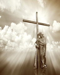 Naklejki  Jezus trzyma krzyż
