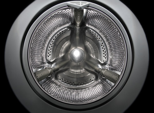 fisheye view inside a washing machine