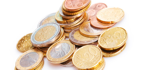 Euro coins isolated on white