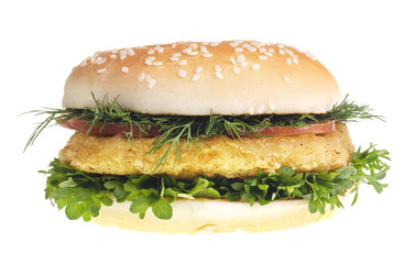 Cheeseburger isolated on white background.