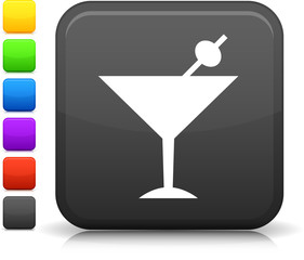 martini icon on square internet button