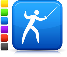 fencing icon on square internet button