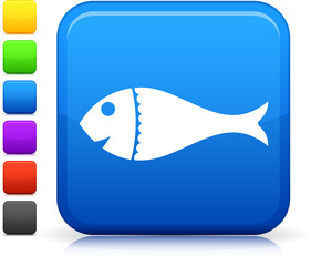 fish  icon on square internet button