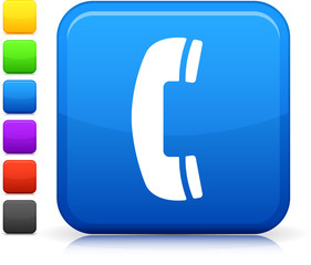 Telephone icon on square internet button
