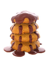 Oatmeal Cookies Topped with Chocolate Syrup