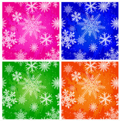 colored snowflakes seamless set