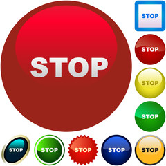 Stop button. Vector set for web.