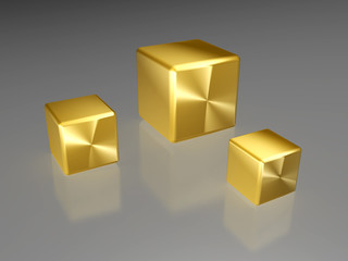 three golden cubes