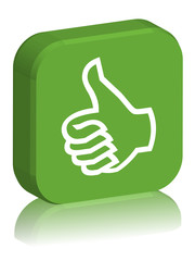 Bouton carr&eacute; en 3D avec reflet "AVIS POSITIF" (vert)