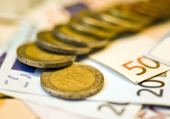 Euro cents and banknotes