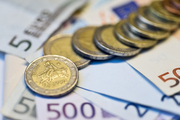 Euro cents and banknotes