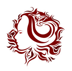 women profile into vector flower