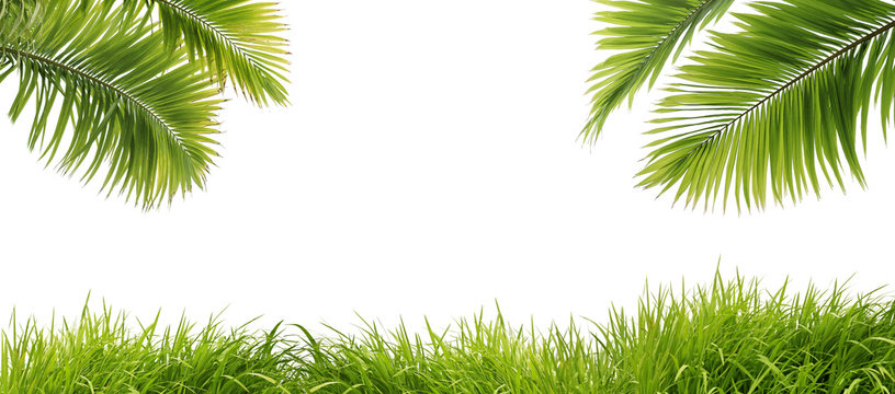 feuilles de palmier et herbe fraîche