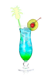 Blue tropical alcohol cocktail