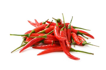 Red chili peppers isolated on the white