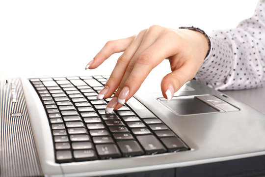 male fingers typing a document