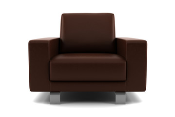 brown armchair isolated on white background with clipping path