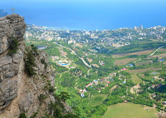 view of Yalta city from slope of Aj-Petri Mount (Ukraine)