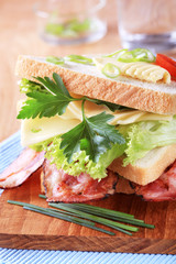Bacon and cheese sandwich