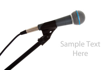 Microphone on white with copy space