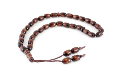 Prayer beads on a white background