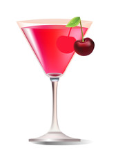 A vector glass of exotic cherry cocktail