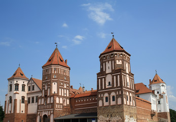 Fototapeta na wymiar Castle in Mir town in Belarus
