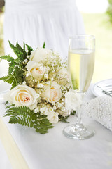 Wedding bouquets with a drink