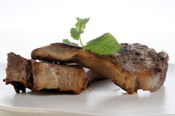 organic grilled lamb chop on a plate