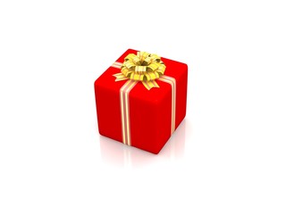 Red gift isolated on white background