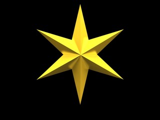 Gold Christmas star isolated over a black background