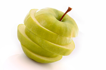 Sliced apple on white