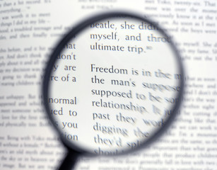 Magnifying Glass and document close up