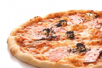 Pizza with grilled salmon