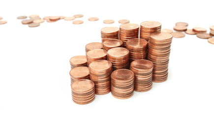 coins  on white background