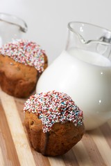 fresh muffins with milk