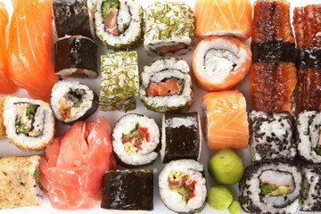 Different types of sushi.
