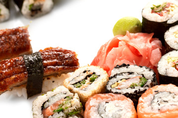 Different types of sushi.