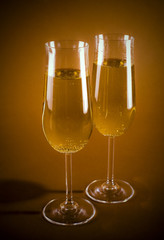 two champagne glasses