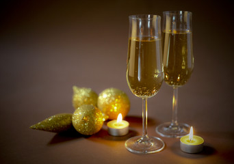 two champagne glasses